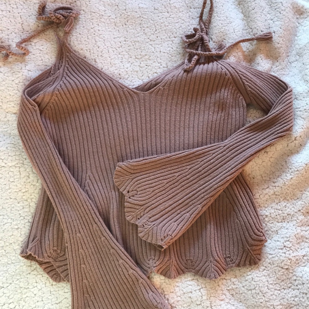 shoulder less ribbed top